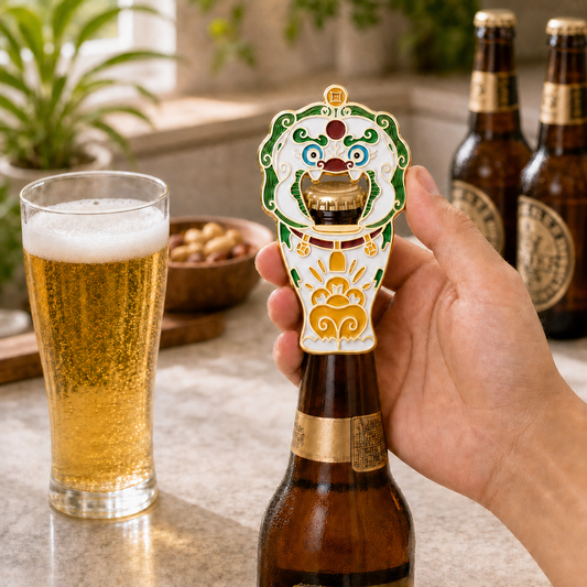 3D Landmark Travel Souvenir Gift | Chinese Guardian Lion design | Magnetic Bottle Opener & Refrigerator Magnet | Kitchen Decor