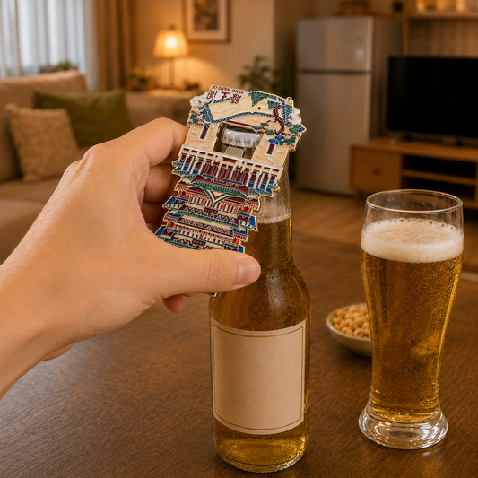 Magnetic Bottle Opener & Refrigerator Magnet | Nanchang Tengwang Pavilion Design | 3D Enamel Chinese Landmark Gift | Jiangxi Travel Souvenir | Kitchen Décor