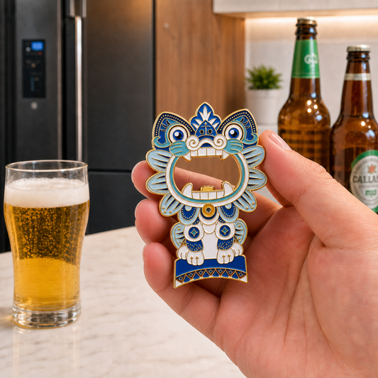 3D Landmark Travel Souvenir Gift | Chinese Cat Roof Guardian design | Magnetic Bottle Opener & Refrigerator Magnet | Kitchen Decor