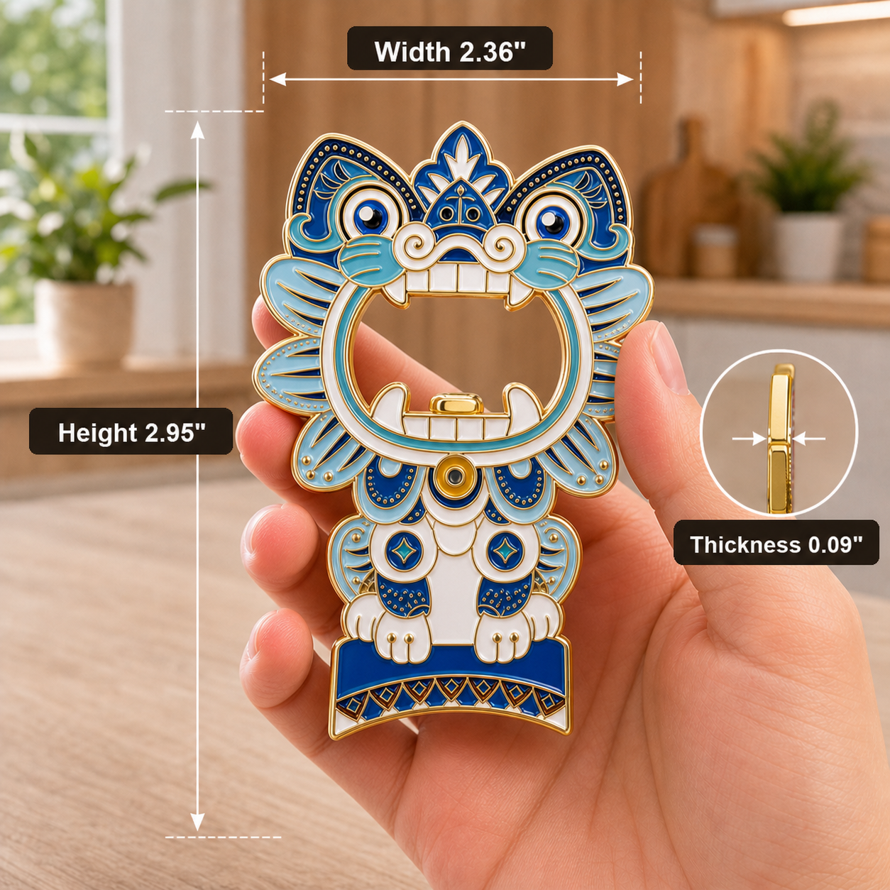 3D Landmark Travel Souvenir Gift | Chinese Cat Roof Guardian design | Magnetic Bottle Opener & Refrigerator Magnet | Kitchen Decor