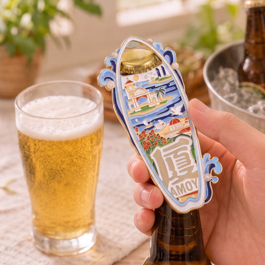 Magnetic Bottle Opener & Refrigerator Magnet | Xiamen “Amoy” Coastal City Design | 3D Enamel Travel Gift | Kitchen Decor