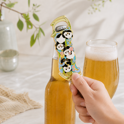 Magnetic Bottle Opener & Refrigerator Magnet | Chengdu Giant Panda & Bamboo Design | Cute 3D Enamel Sichuan Gift | Kitchen Décor
