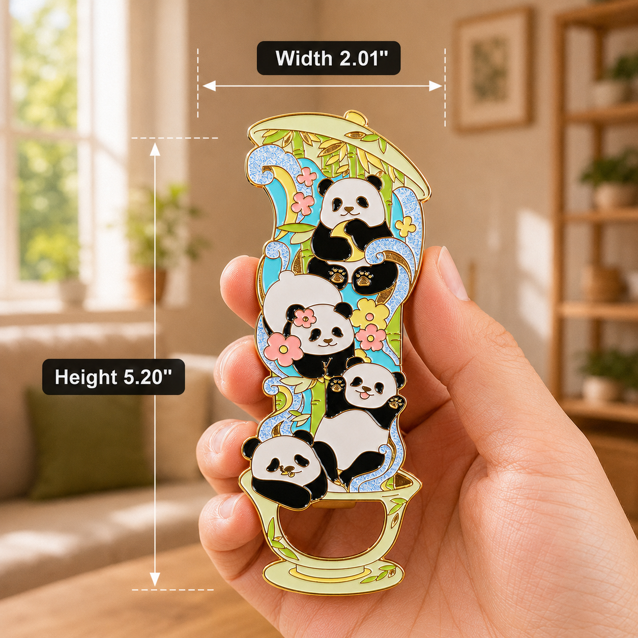 Magnetic Bottle Opener & Refrigerator Magnet | Chengdu Giant Panda & Bamboo Design | Cute 3D Enamel Sichuan Gift | Kitchen Décor