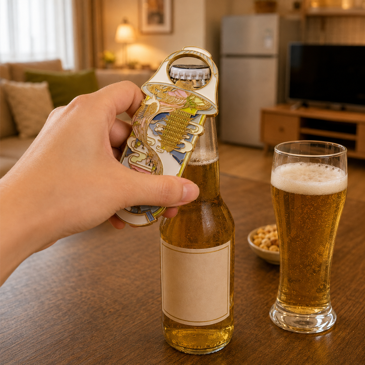 Magnetic Bottle Opener & Refrigerator Magnet | Lanzhou Beef Noodles & Yellow River Design | 3D Enamel Gansu Gift | Kitchen Décor