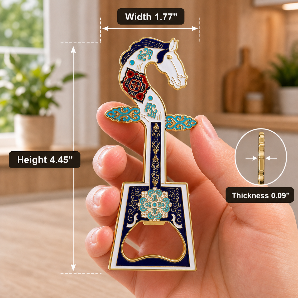 Magnetic Bottle Opener & Refrigerator Magnet | Chinese  Morin Khuur design | Personalized Gifts |Kitchen Decor