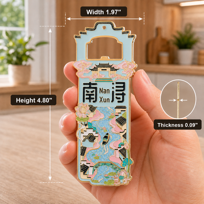 Magnetic Bottle Opener & Refrigerator Magnet | Nanxun Ancient Water Town Design | Jiangnan 3D Enamel Travel Gift | Kitchen Décor