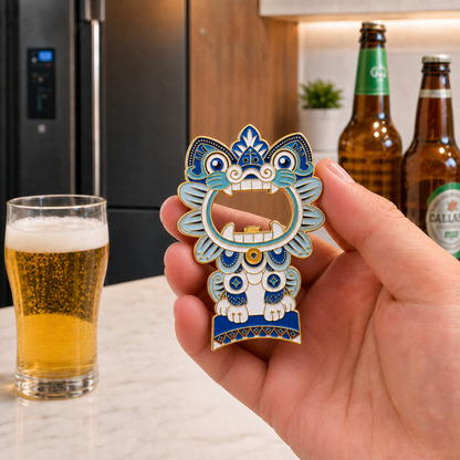 3D Landmark Travel Souvenir Gift | Chinese  Cat Roof Guardian design | Magnetic Bottle Opener & Refrigerator Magnet | Kitchen Decor
