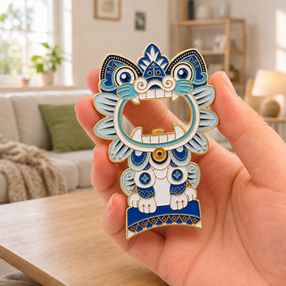 3D Landmark Travel Souvenir Gift | Chinese  Cat Roof Guardian design | Magnetic Bottle Opener & Refrigerator Magnet | Kitchen Decor