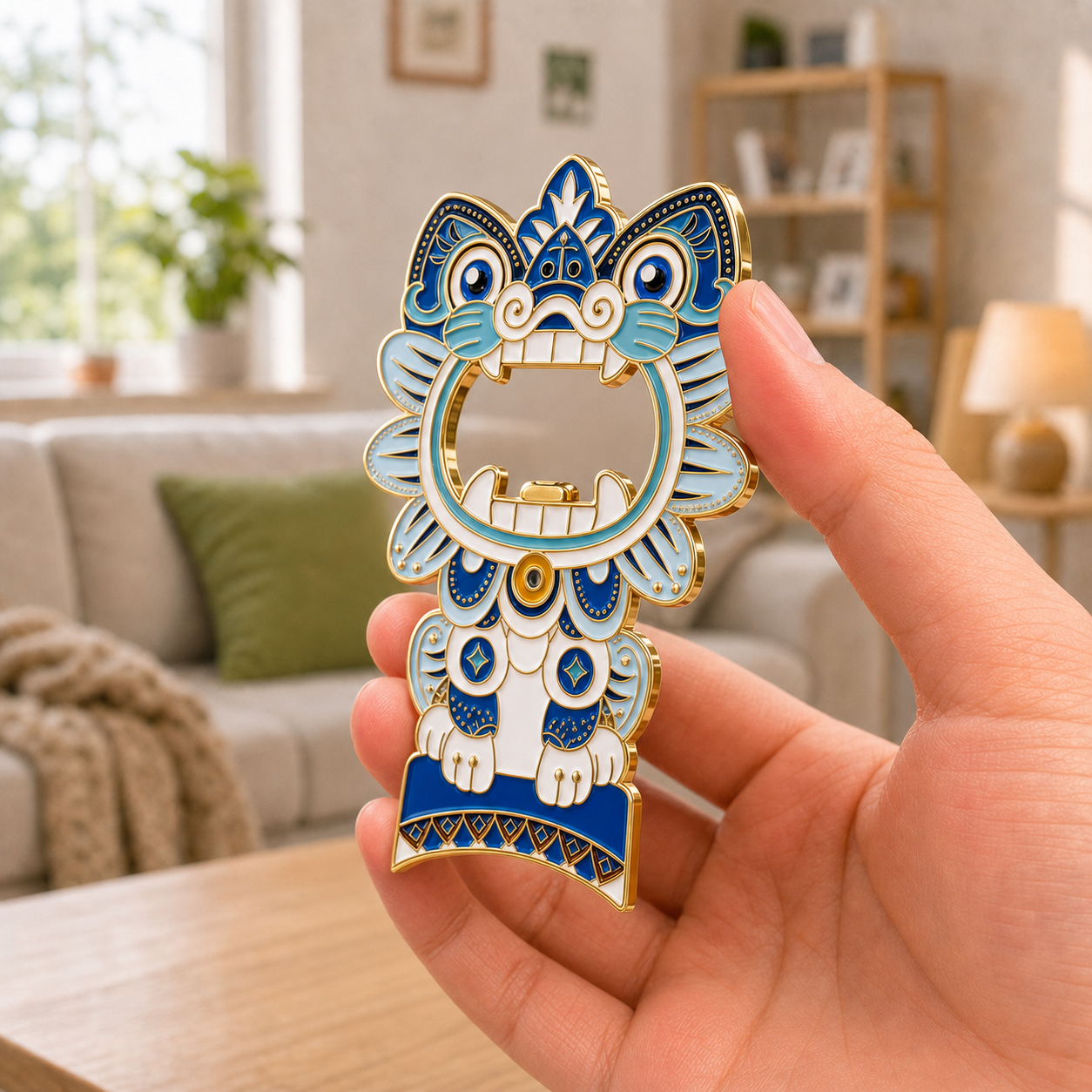 3D Landmark Travel Souvenir Gift | Chinese  Cat Roof Guardian design | Magnetic Bottle Opener & Refrigerator Magnet | Kitchen Decor