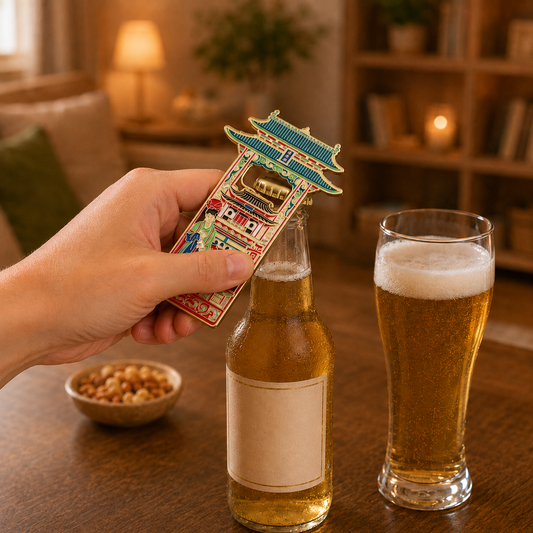 3D Landmark Travel Souvenir Gift | Chinese Temple & Classical Maiden Design | Magnetic Bottle Opener & Refrigerator Magnet | Kitchen Decor