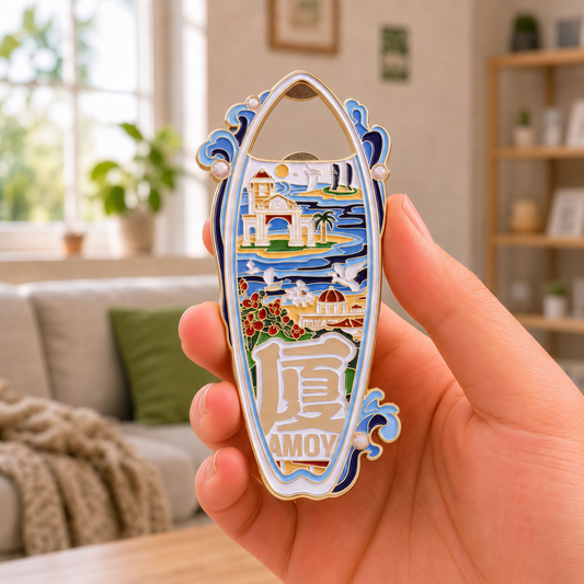 3D Travel Souvenir Gift | Chinese Coastal Landmarks & Ocean Waves Design | Magnetic Bottle Opener & Refrigerator Magnet | Kitchen Decor